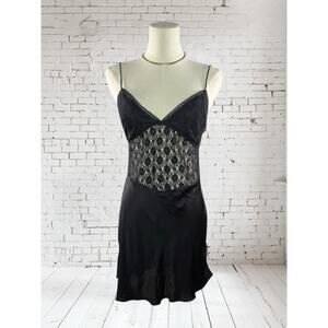 Free People Lace Satin Chemise Slip Dress | Black | Dainty Feminine Romantic | S